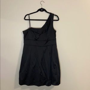 Black satin asymmetrical dress